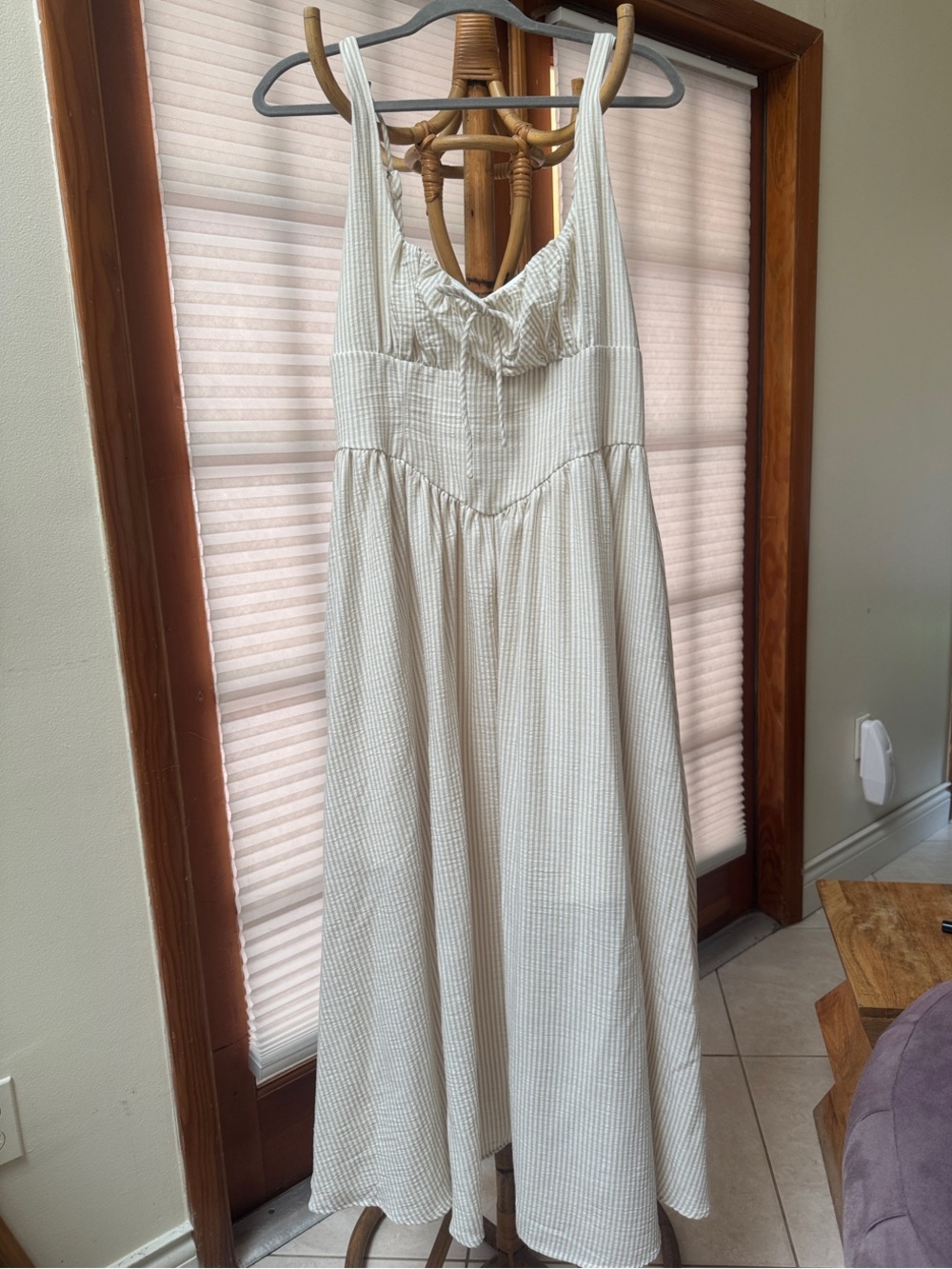Workshop Republic Clothing Cream & Beige Striped Maxi Sundress